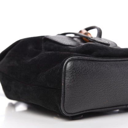 Gucci Calfskin Suede Bamboo Backpack Black 6 of 9