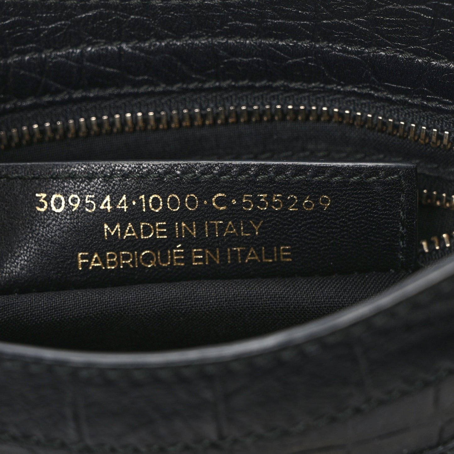 Calfskin Giant 12 Gold Hardware Crocodile Embossed Mini City Black