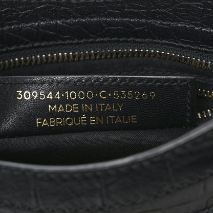 Balenciaga Calfskin Giant 12 Gold Hardware Crocodile Embossed Mini City Black 7 of 9