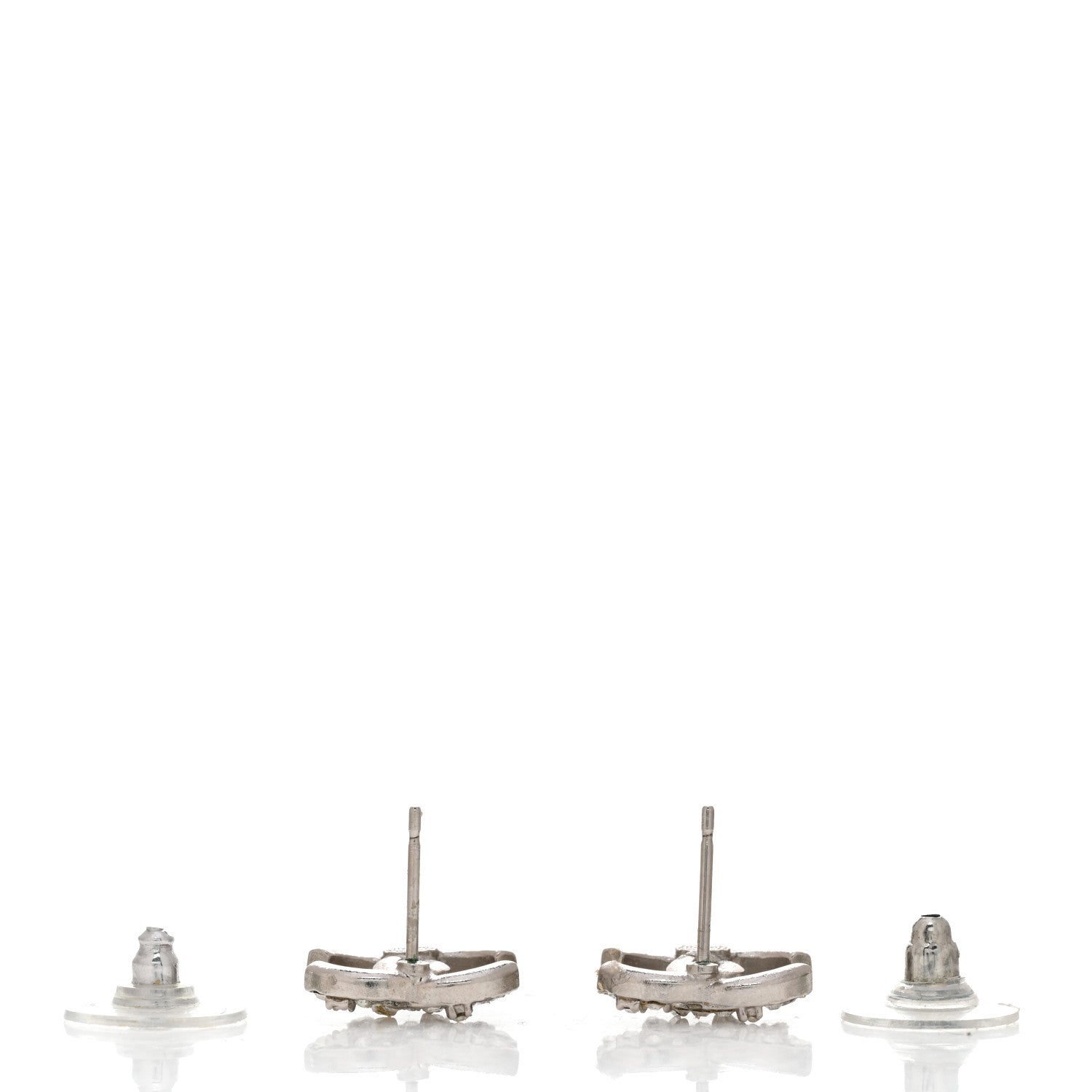 Chanel Crystal CC Earrings Silver 3 of 4