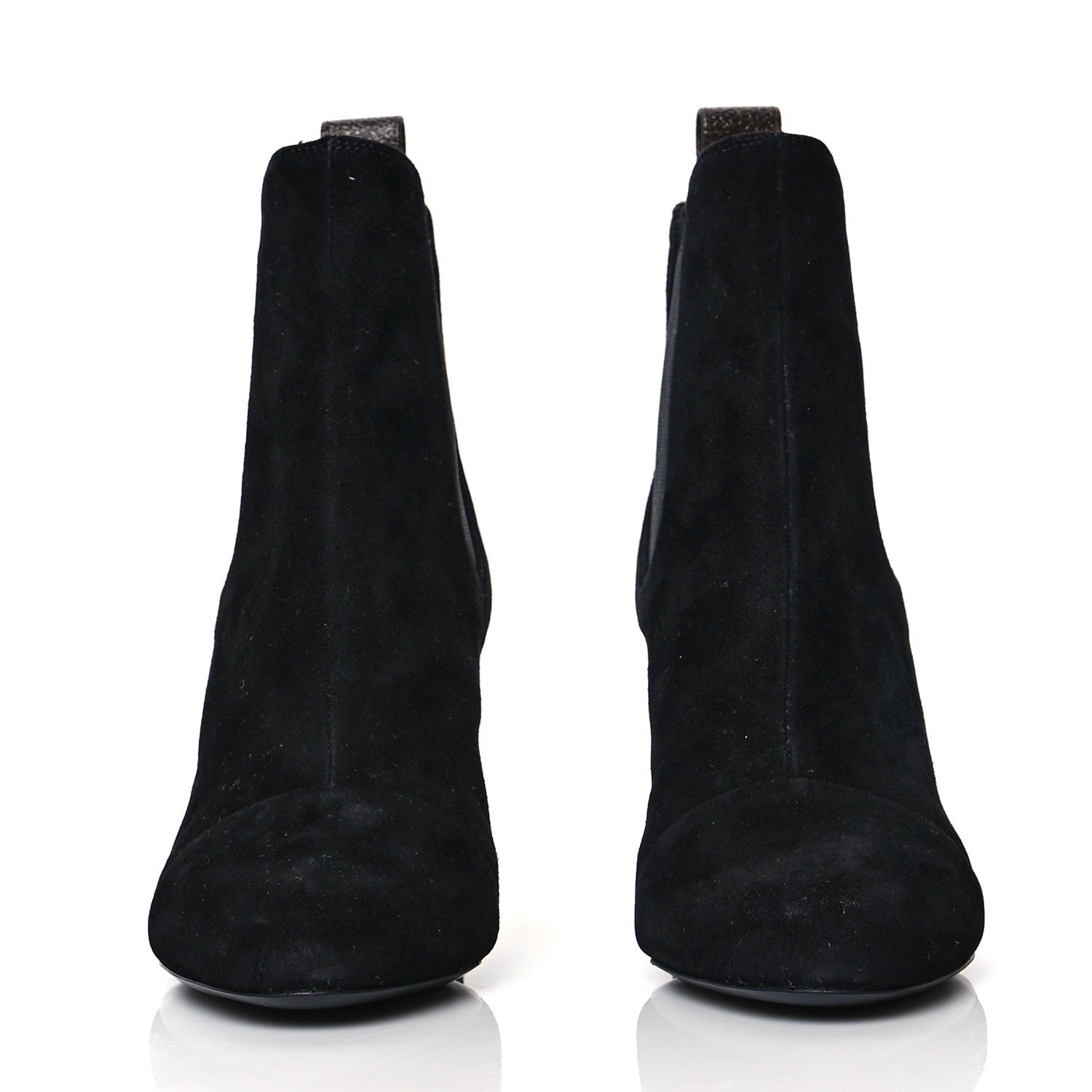 Louis Vuitton Suede Monogram Uniformes Cap Toe Chelsea 80mm Ankle Boots 34 Black 2 of 8