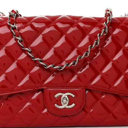 Chanel Patent Quilted Jumbo Single Flap Red 8 of 12