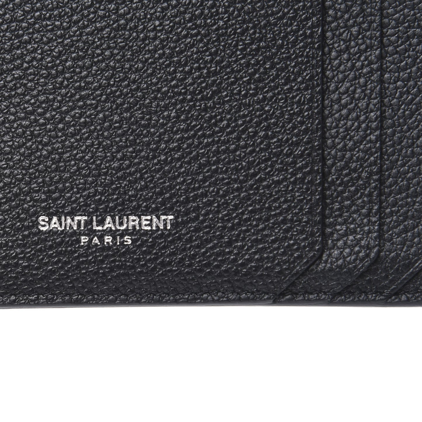 Grained Calfskin 5 Fragments Zip Pouch Card Holder Black