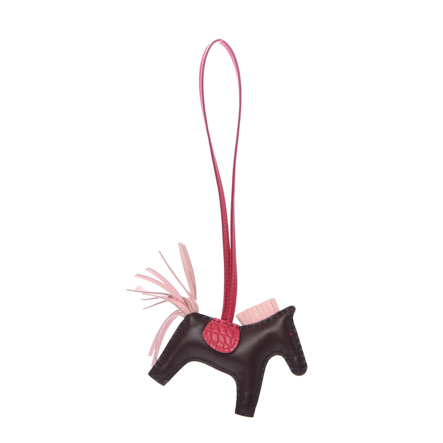 Milo Lambskin Matte Alligator Touch Grigri Rodeo Horse Bag Charm PM Rouge Sellier Framboise Rose Sakura