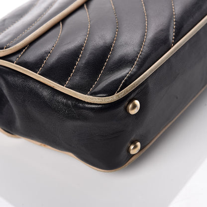 Chanel Lambskin Chevron Small Single Flap Bag Black Beige 13 of 16