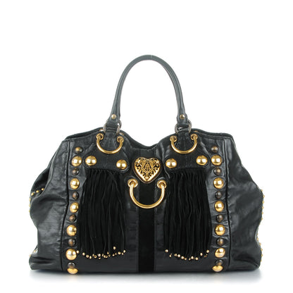 Gucci Calfskin Suede Fringe Large Babouska Tote Black 1 of 7