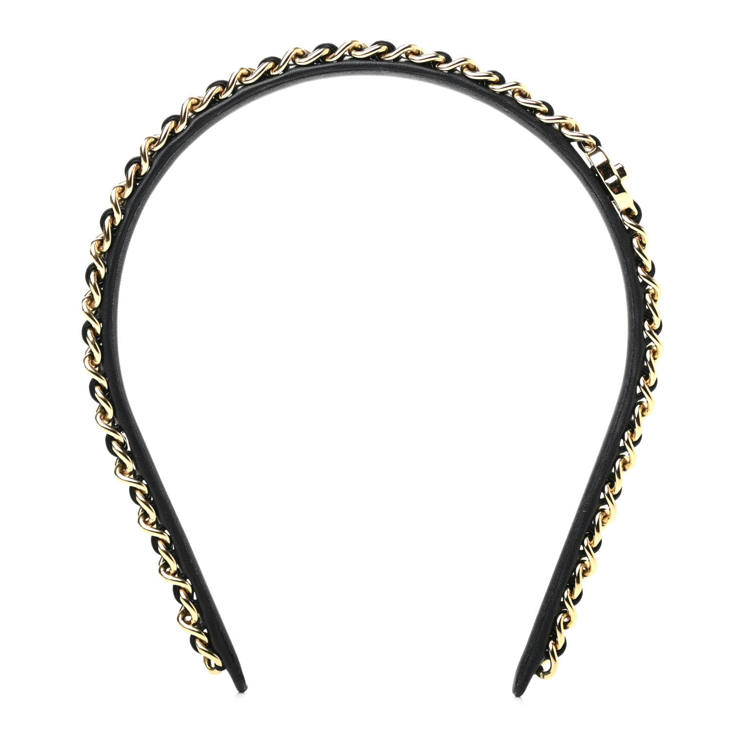 Chanel Metal Lambskin CC Turnlock Chain Headband Gold Black 1 of 5