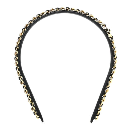 Chanel Metal Lambskin CC Turnlock Chain Headband Gold Black 1 of 5