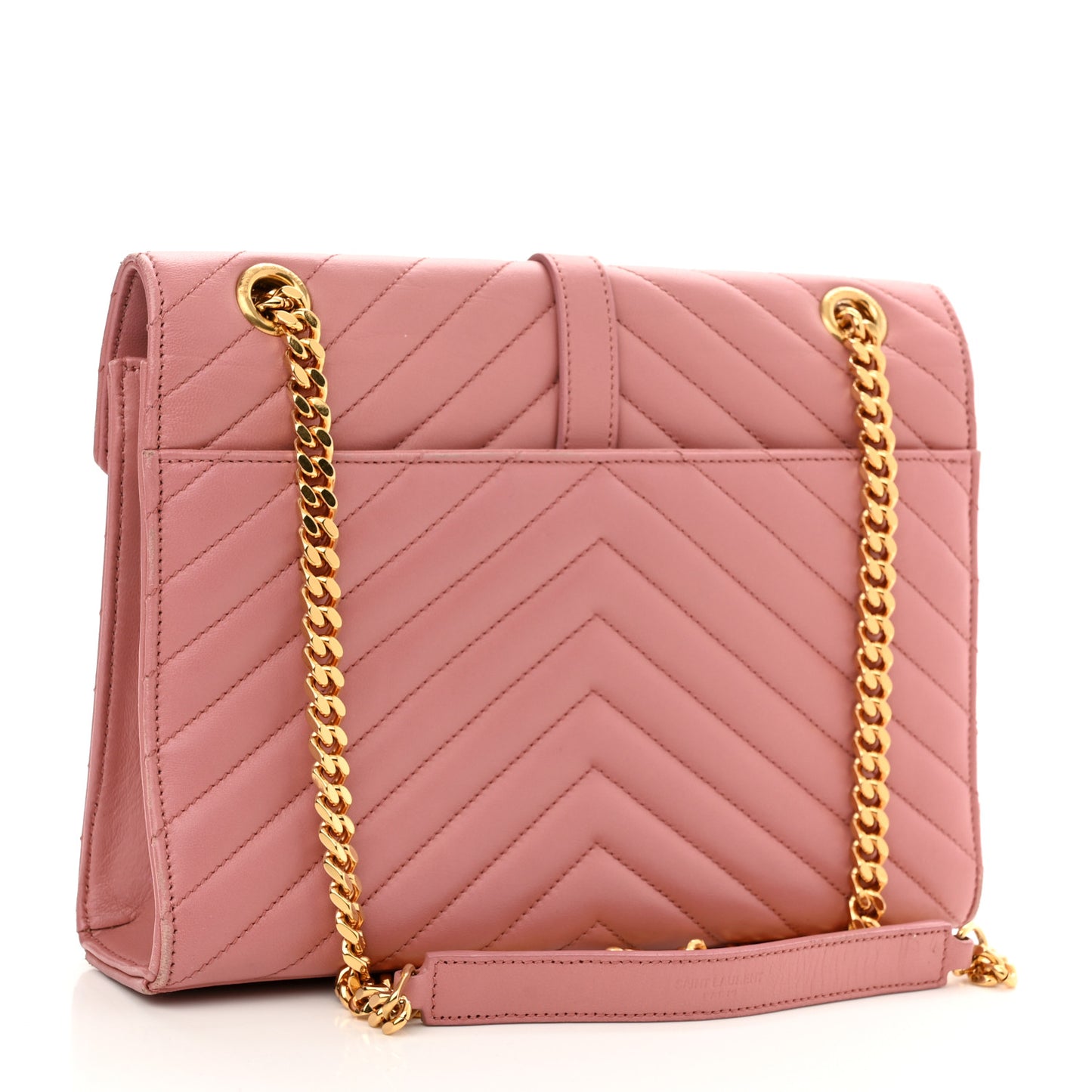 Smooth Calfskin Matelasse Chevron Large Monogram Satchel Tender Pink