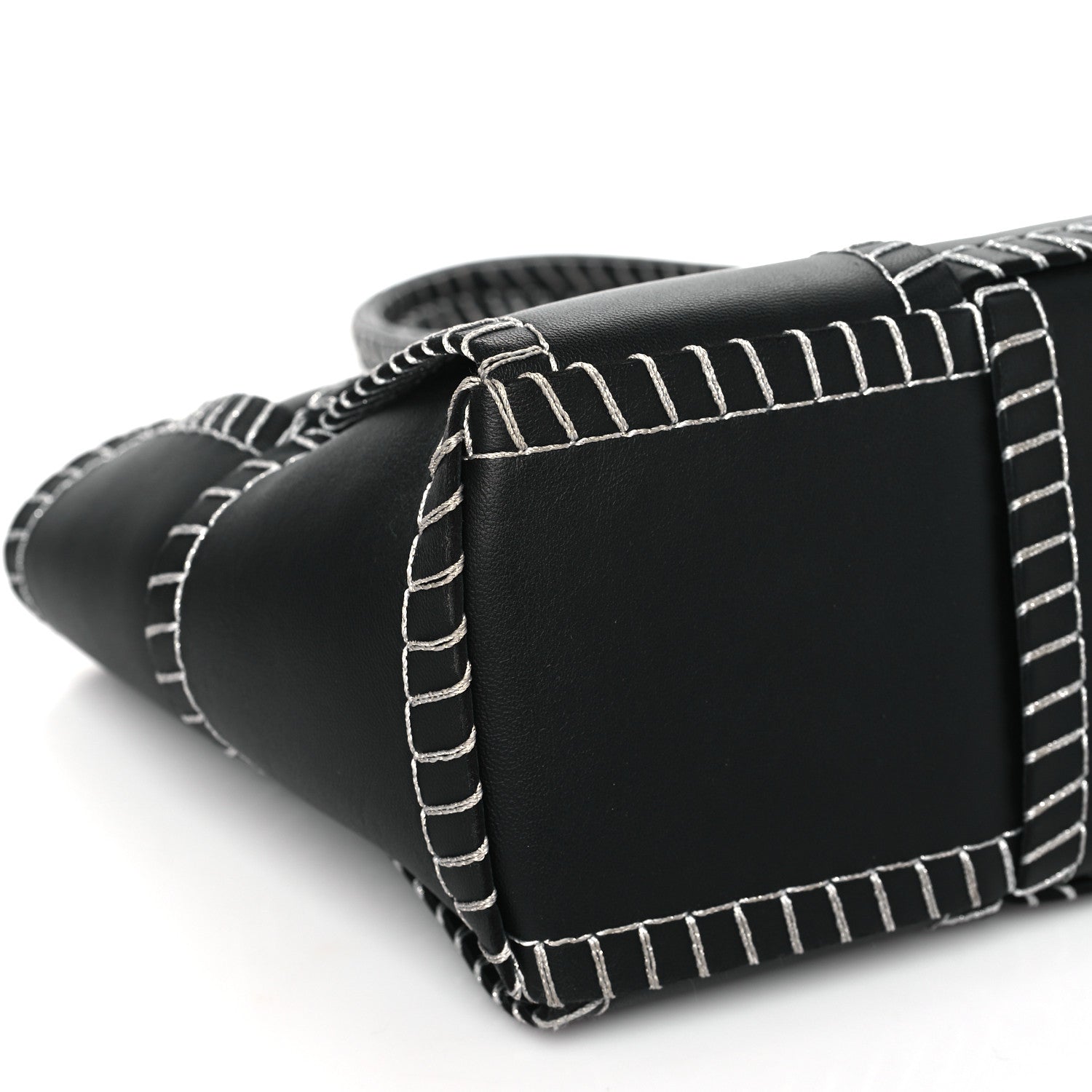 Bottega Veneta Nappa Maxi Intrecciato Overlock Stitched Small Arco Tote Black Silver 9 of 10