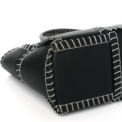 Bottega Veneta Nappa Maxi Intrecciato Overlock Stitched Small Arco Tote Black Silver 9 of 10