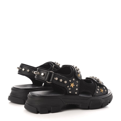 Gucci Nappa Mesh Studded Mens Aguru Sandals 10 Black 4 of 8