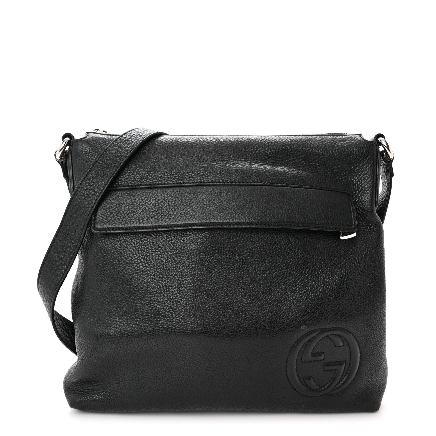 Gucci Pebbled Calfskin Medium Soho Messenger Bag Black 1 of 13