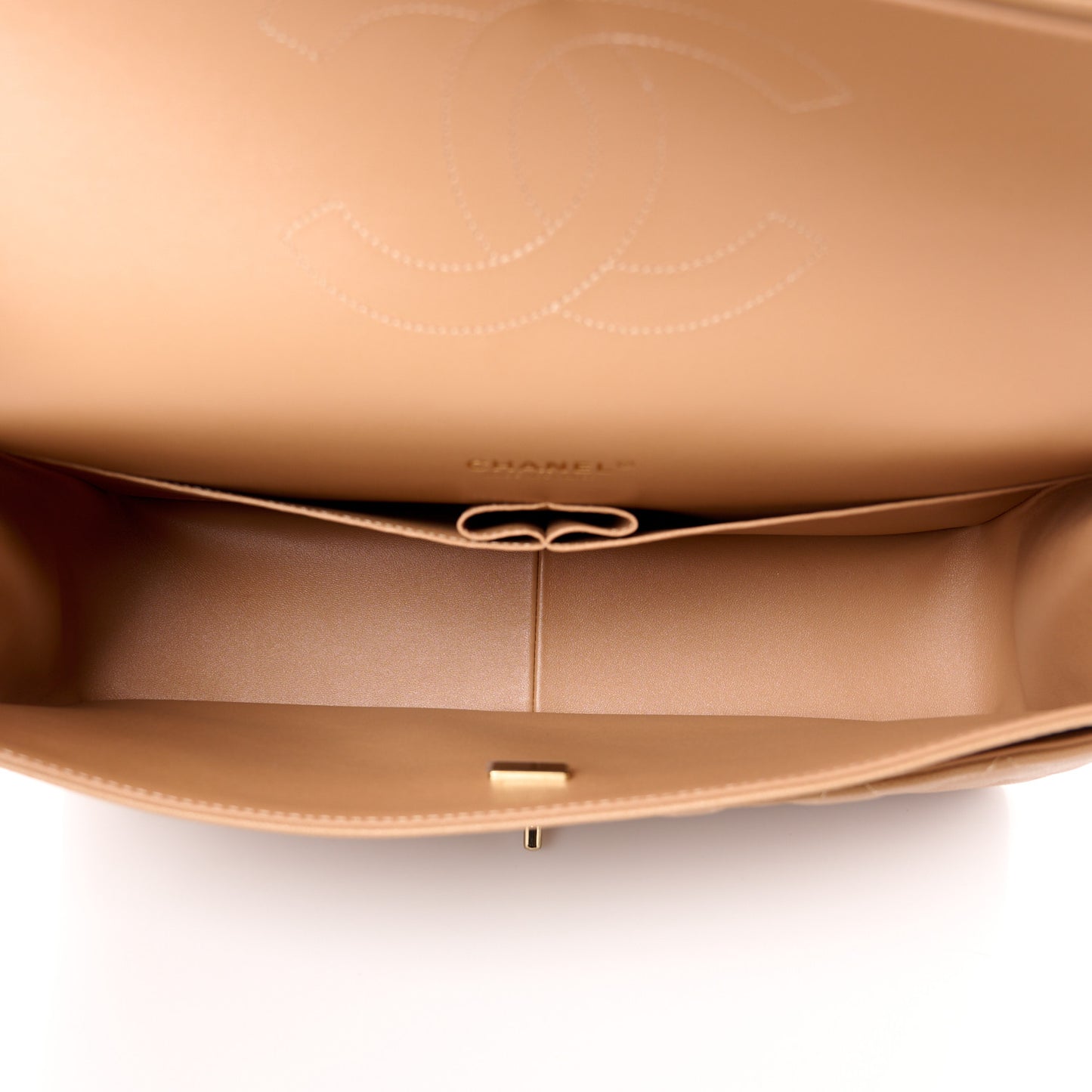 Caviar Quilted Maxi Double Flap Dark Beige