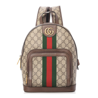 Gucci GG Supreme Monogram Calfskin Web Small Ophidia Day Backpack Beige Ebony New Acero 1 of 10