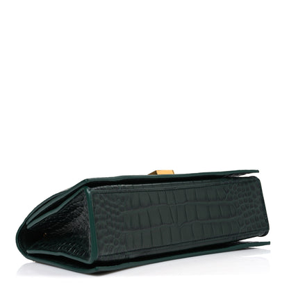 Balenciaga Extra Supple Calfskin Crocodile Embossed Small Crush Chain Bag Forest Green 4 of 10