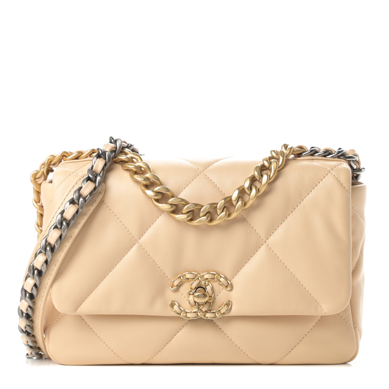 Chanel Lambskin Quilted Medium Chanel 19 Flap Beige 1 of 11