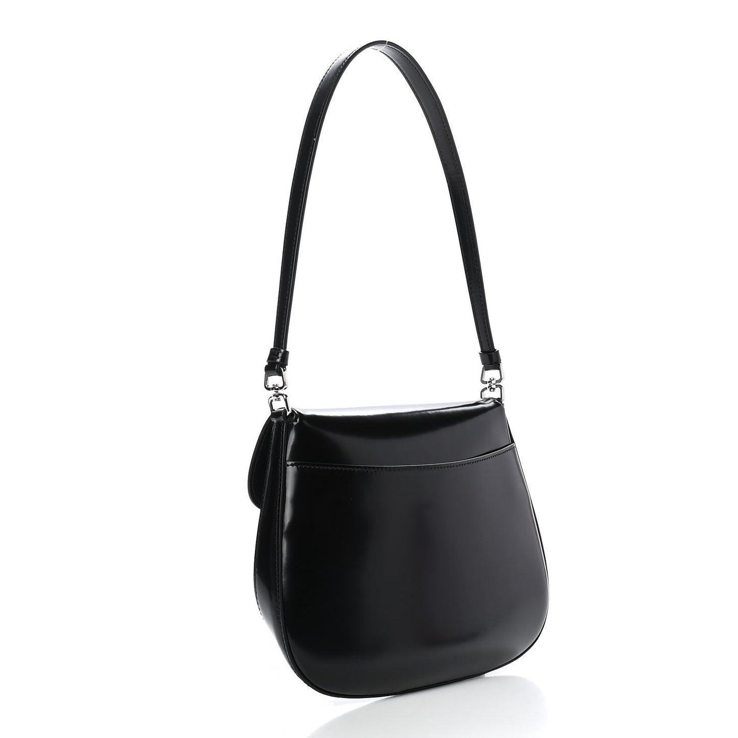 Spazzolato Cleo Flap Shoulder Bag Black