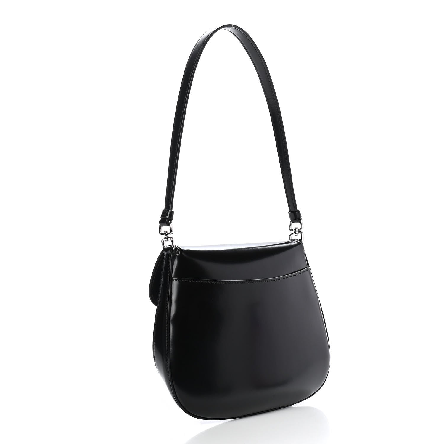 Prada Spazzolato Cleo Flap Shoulder Bag Black 2 of 9