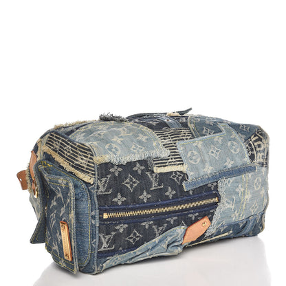 Louis Vuitton Denim Patchwork Speedy 30 Blue 4 of 17