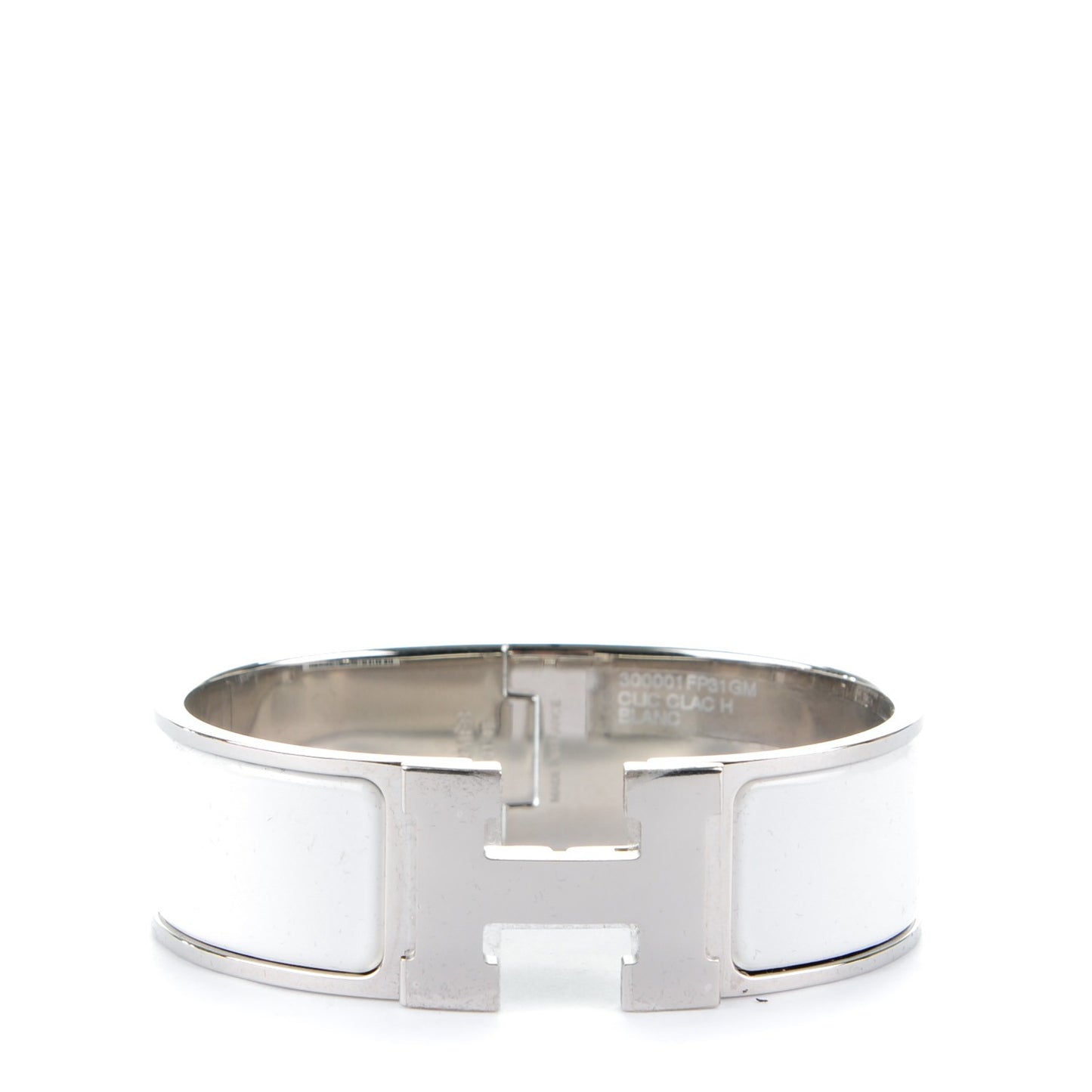 Enamel Wide Clic Clac H Bracelet GM White
