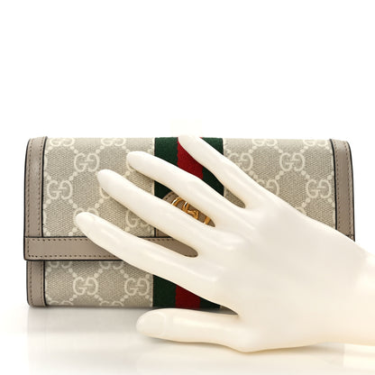Gucci GG Supreme Monogram Web Ophidia Continental Wallet Beige Mystic White Oatmeal 2 of 7