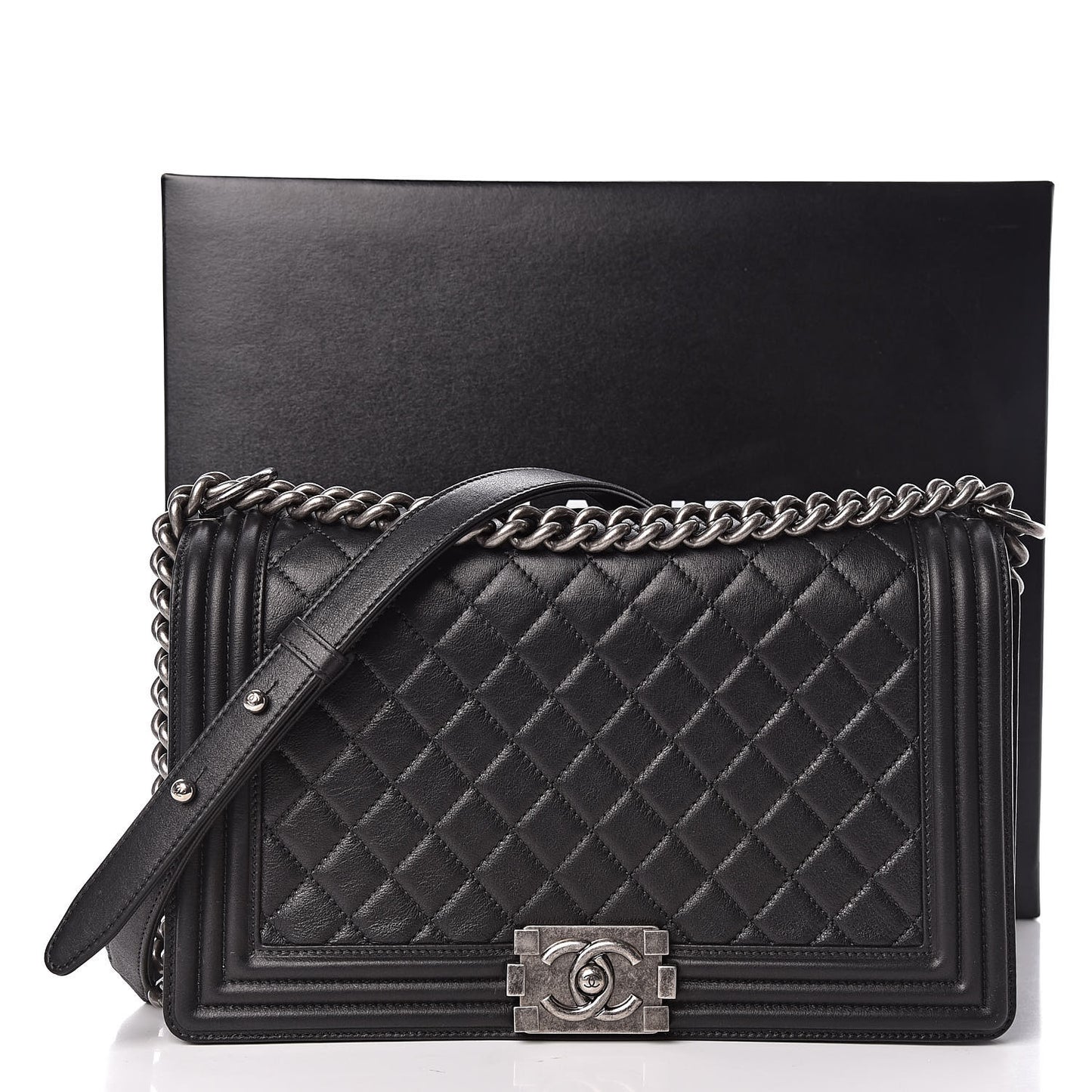 Calfskin Quilted New Medium Boy Flap Black