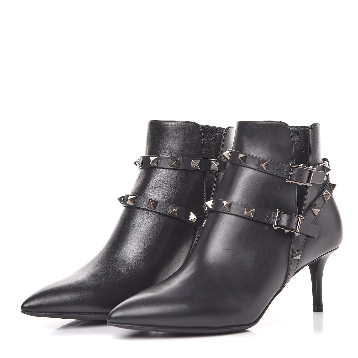 Valentino Garavani Calfskin Rockstud Double Buckle 65mm Ankle Boots 35 Black 3 of 11