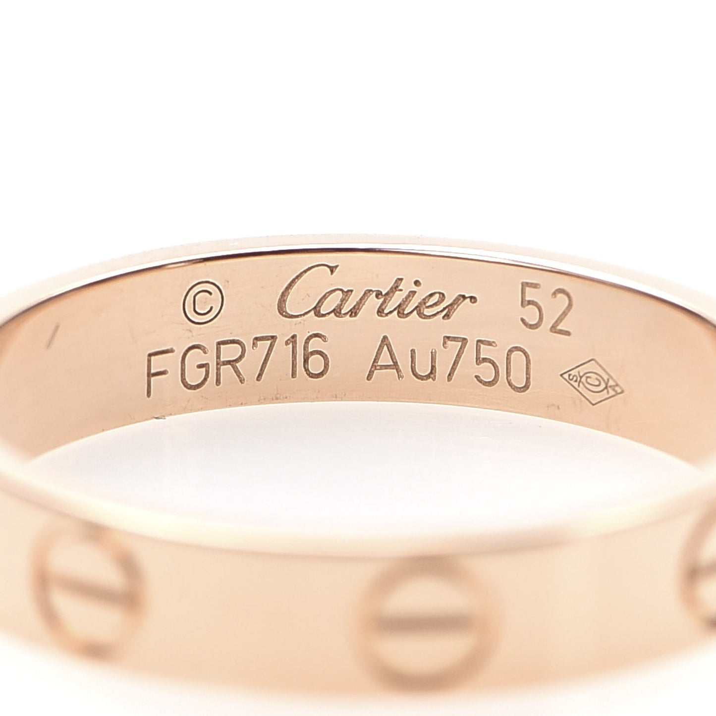 18K Pink Gold 3.5mm LOVE Wedding Band Ring 52 6