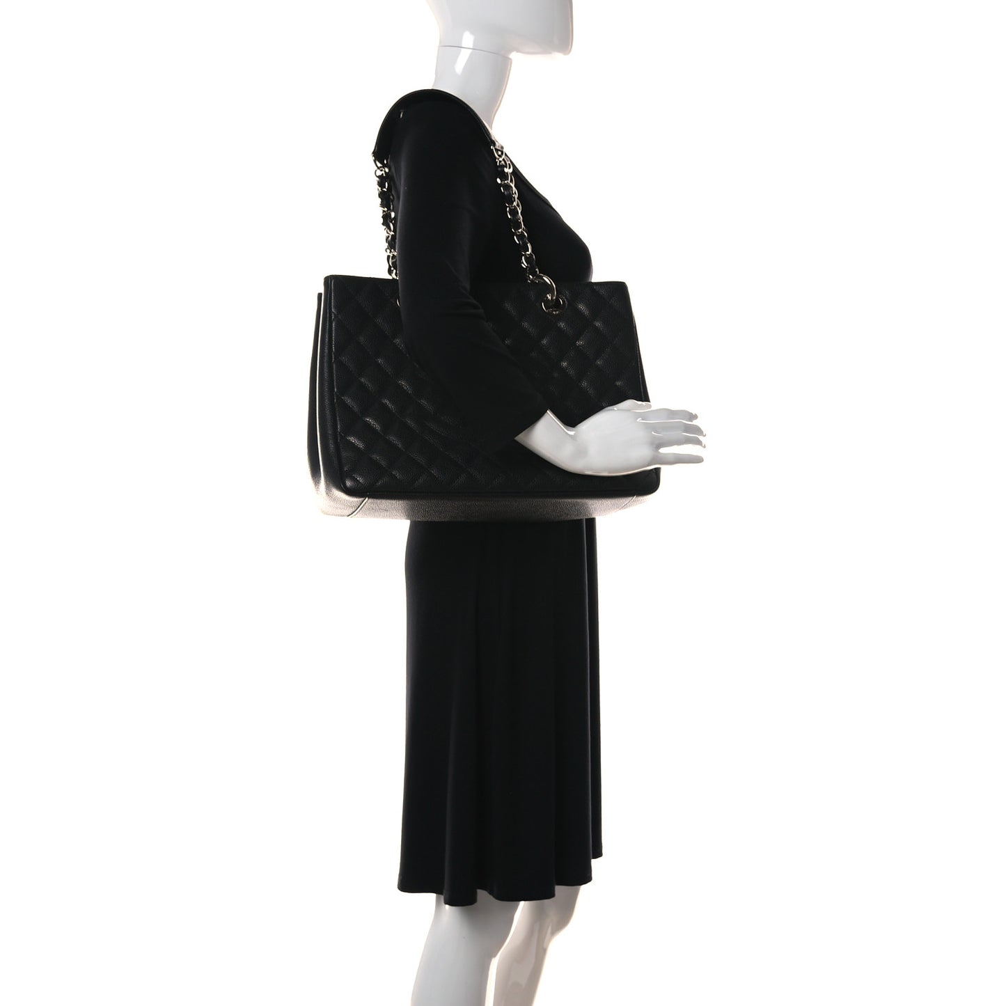 Caviar Quilted Grand Shopping Tote GST Black