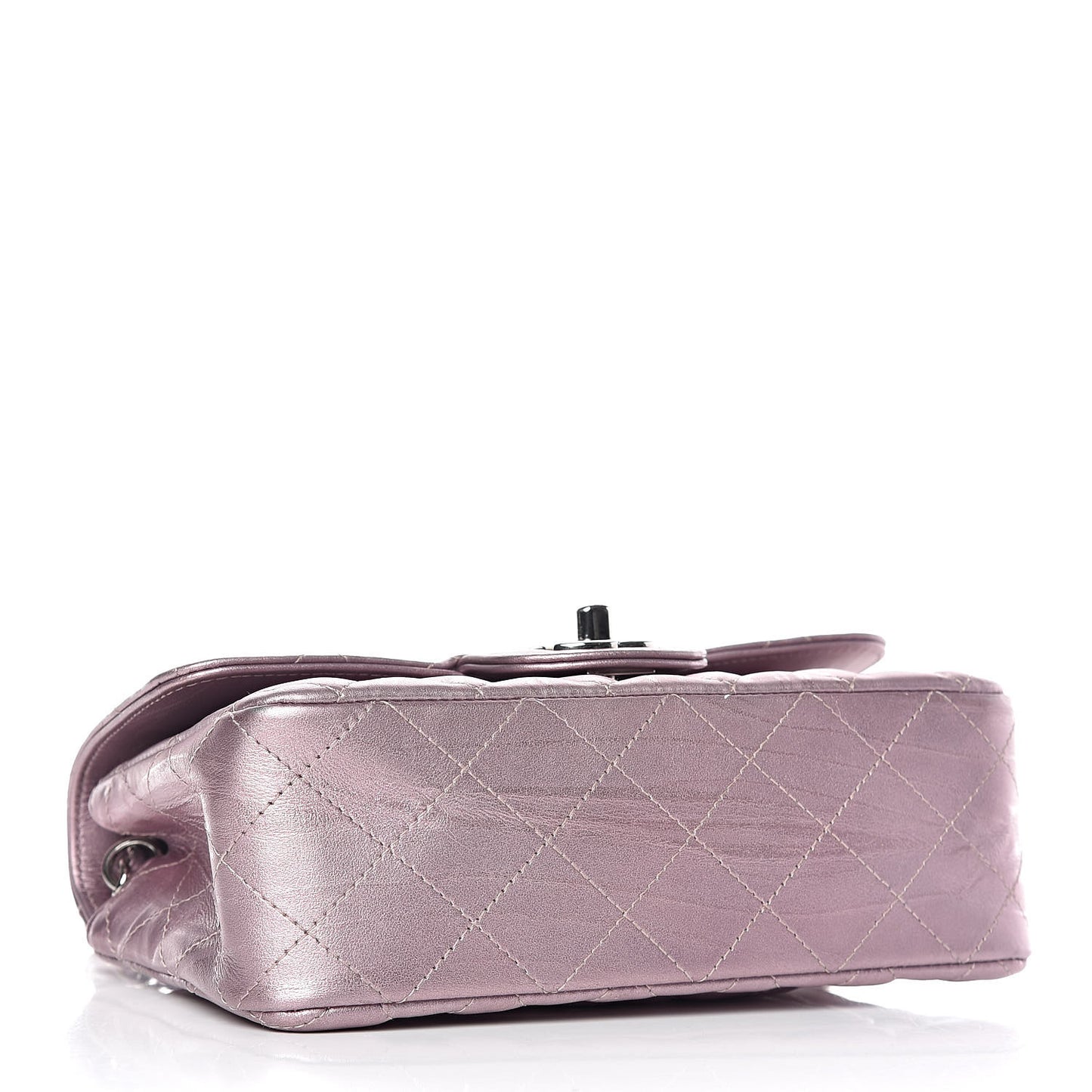 Metallic Calfskin Quilted Mini Rectangular Flap Pink