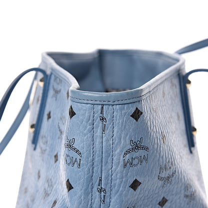 MCM Visetos Medium Anya Zip Top Shopper Tote Blue 12 of 12