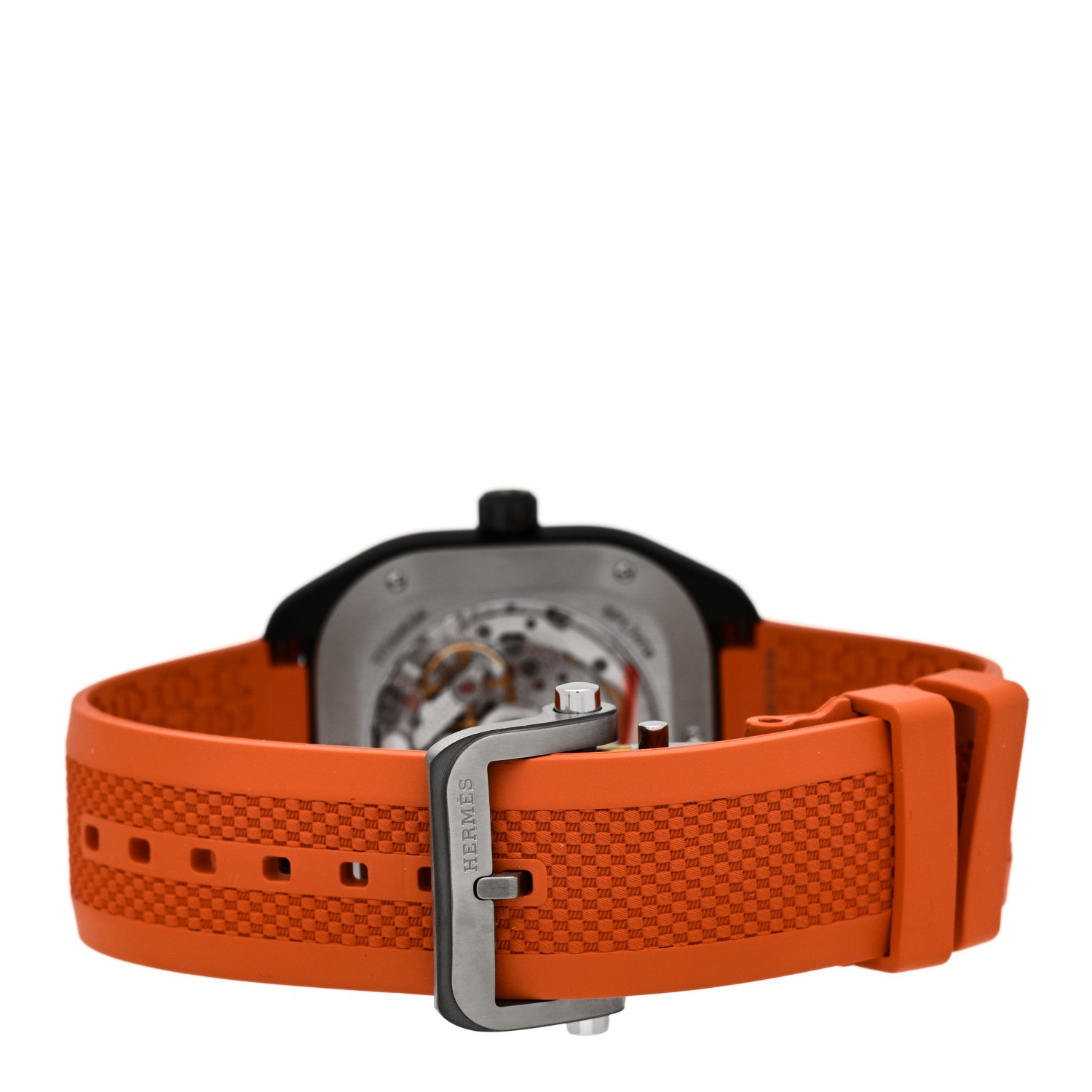 Hermes DLC Coated Titanium Rubber 39mm H08 Automatic Watch Orange 3 of 5