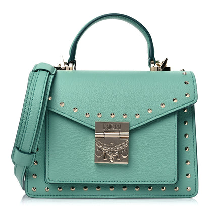 MCM Grained Calfskin Small Studded Patricia Satchel Mint 1 of 9