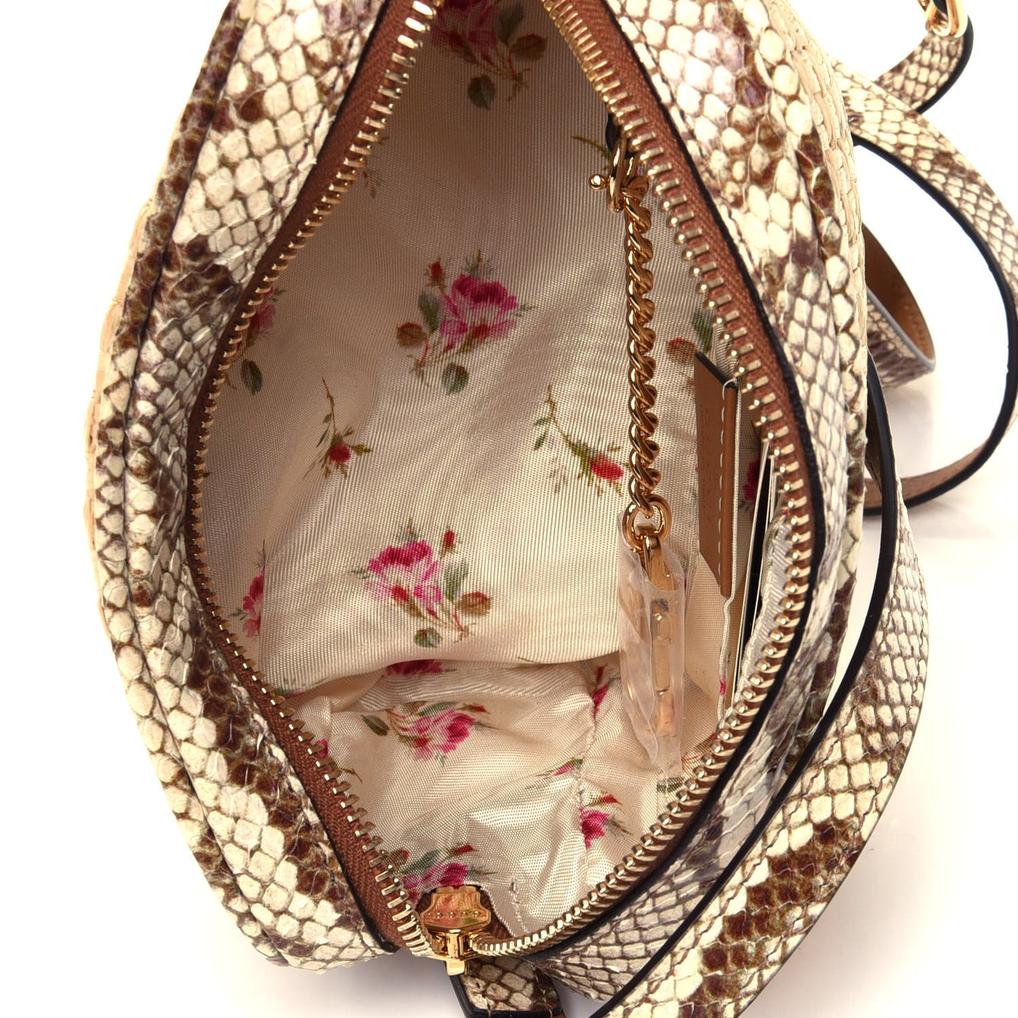 Raffia Elaphe Mini Ophidia Shoulder Bag Natural Cream Brown