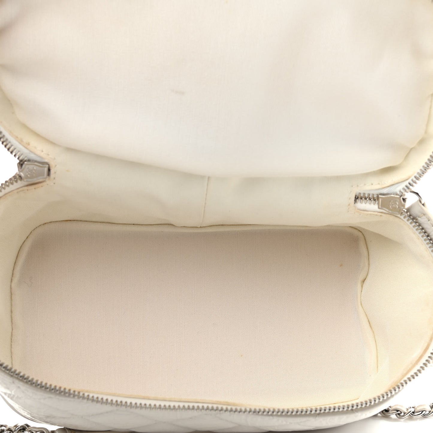 Crumpled Calfskin PVC Quilted Backpack White