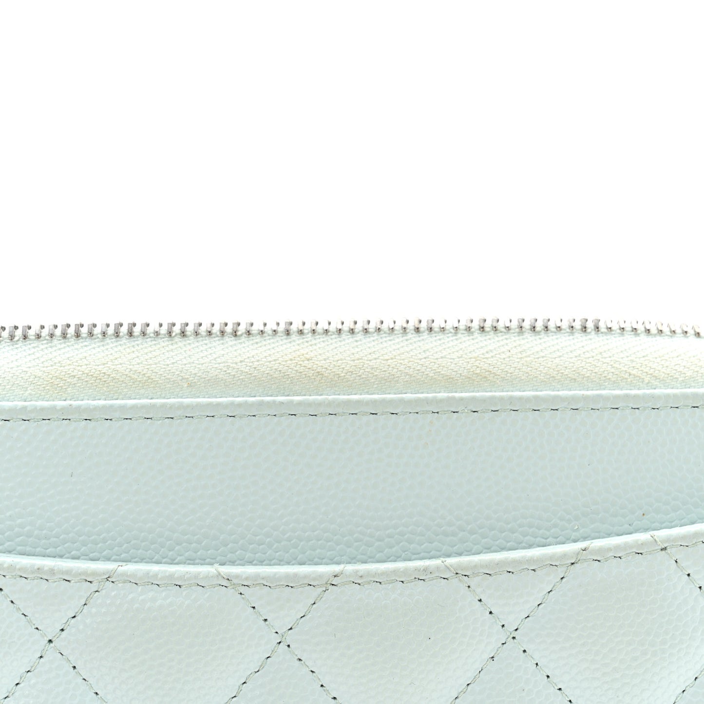 Caviar Quilted Large Gusset Zip Around Wallet Light Blue