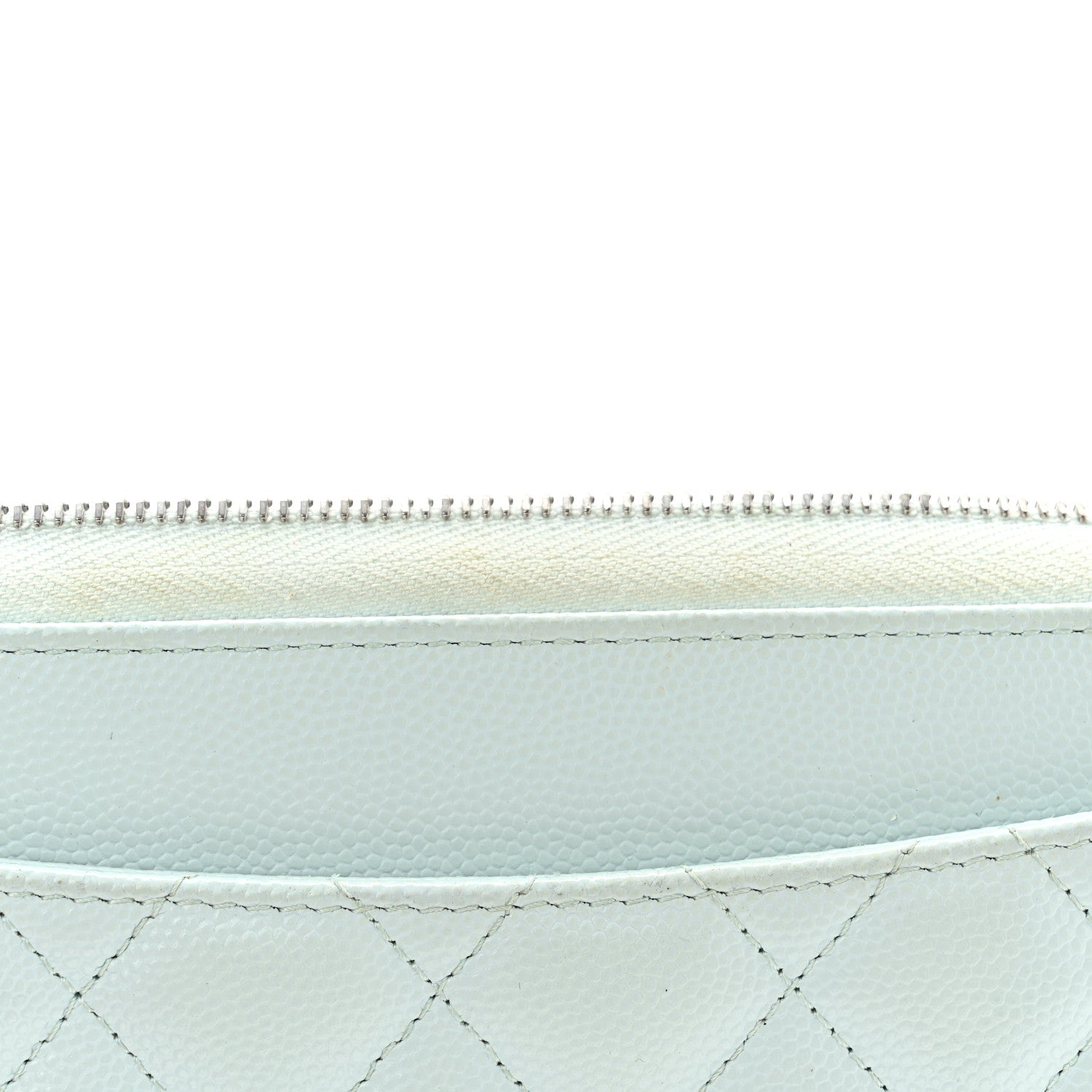 Chanel Caviar Quilted Large Gusset Zip Around Wallet Light Blue 8 of 9