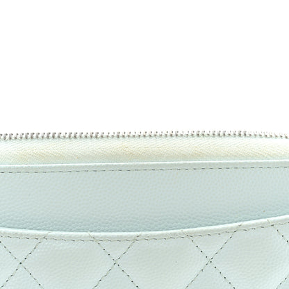 Chanel Caviar Quilted Large Gusset Zip Around Wallet Light Blue 8 of 9
