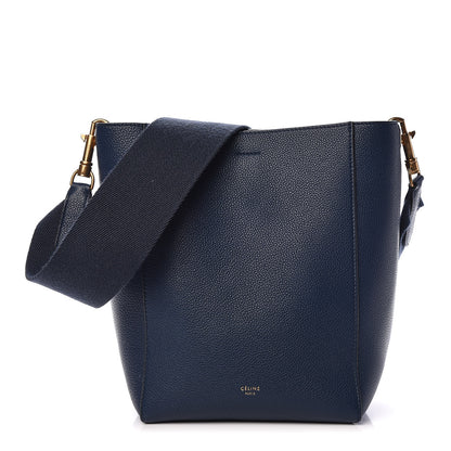Celine Soft Grained Calfskin Small Sangle Bucket Bag Abyss Blue 1 of 11