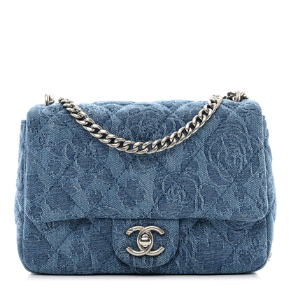 Chanel Denim Quilted Camellia Sweetheart Mini Flap Blue 1 of 10