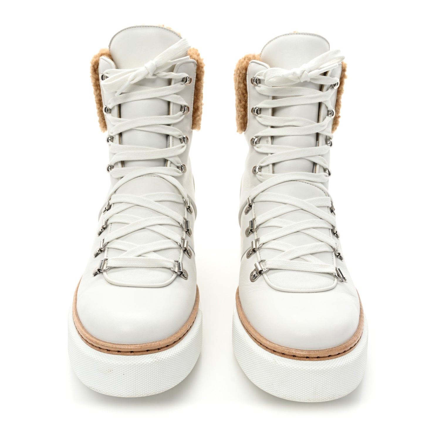 Calfskin Woolskin Womens Flocon Ankle Boots 40 White Naturel