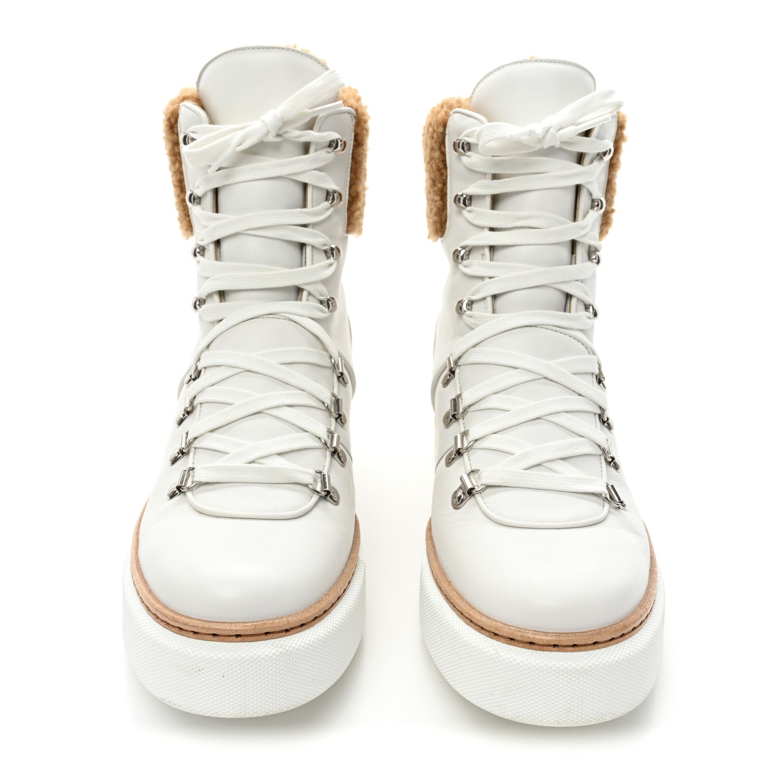 Hermes Calfskin Woolskin Womens Flocon Ankle Boots 40 White Naturel 2 of 8