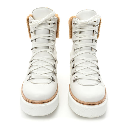 Hermes Calfskin Woolskin Womens Flocon Ankle Boots 40 White Naturel 2 of 8