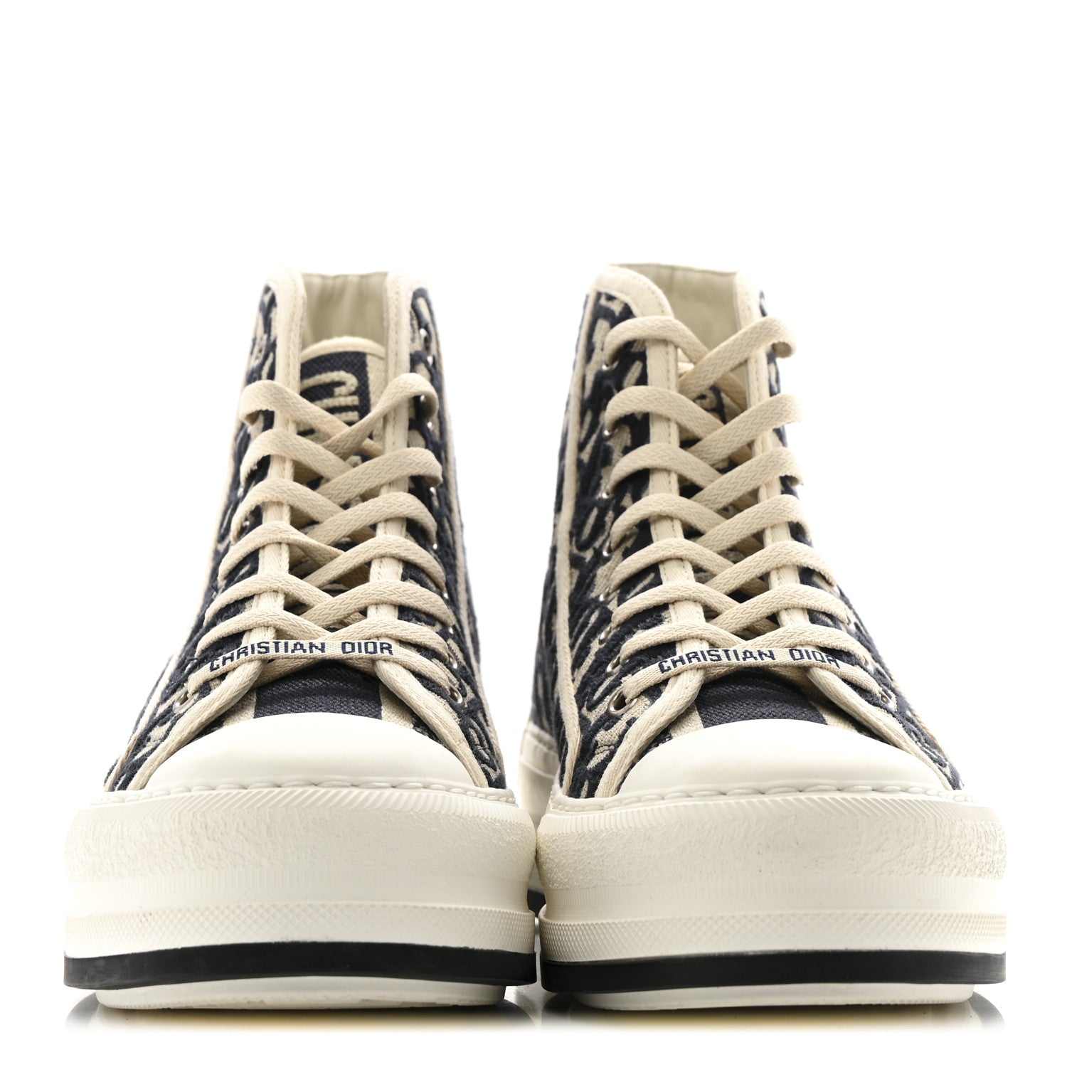 Christian Dior Canvas Oblique Walk'N'Dior Platform High Top Sneakers 38 Deep Blue 3 of 12