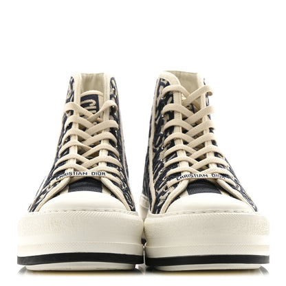 Christian Dior Canvas Oblique Walk'N'Dior Platform High Top Sneakers 38 Deep Blue 3 of 12