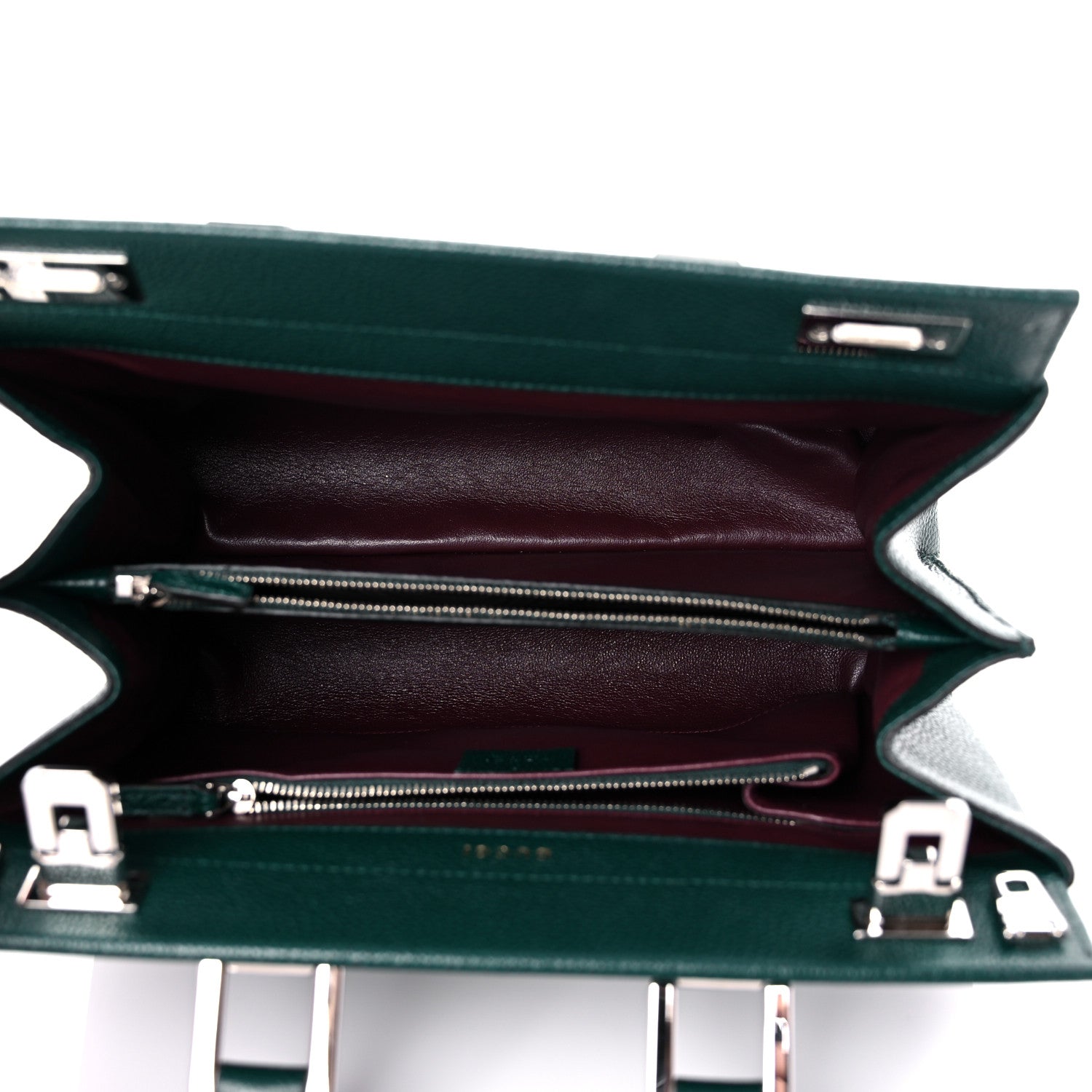 Gucci Grainy Calfskin Small Zumi Top Handle Bag Vintage Green 4 of 11