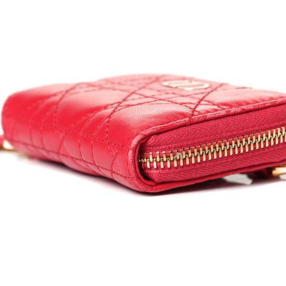 Christian Dior Lambskin Cannage Mini Caro Zipped Pouch Raspberry 8 of 9
