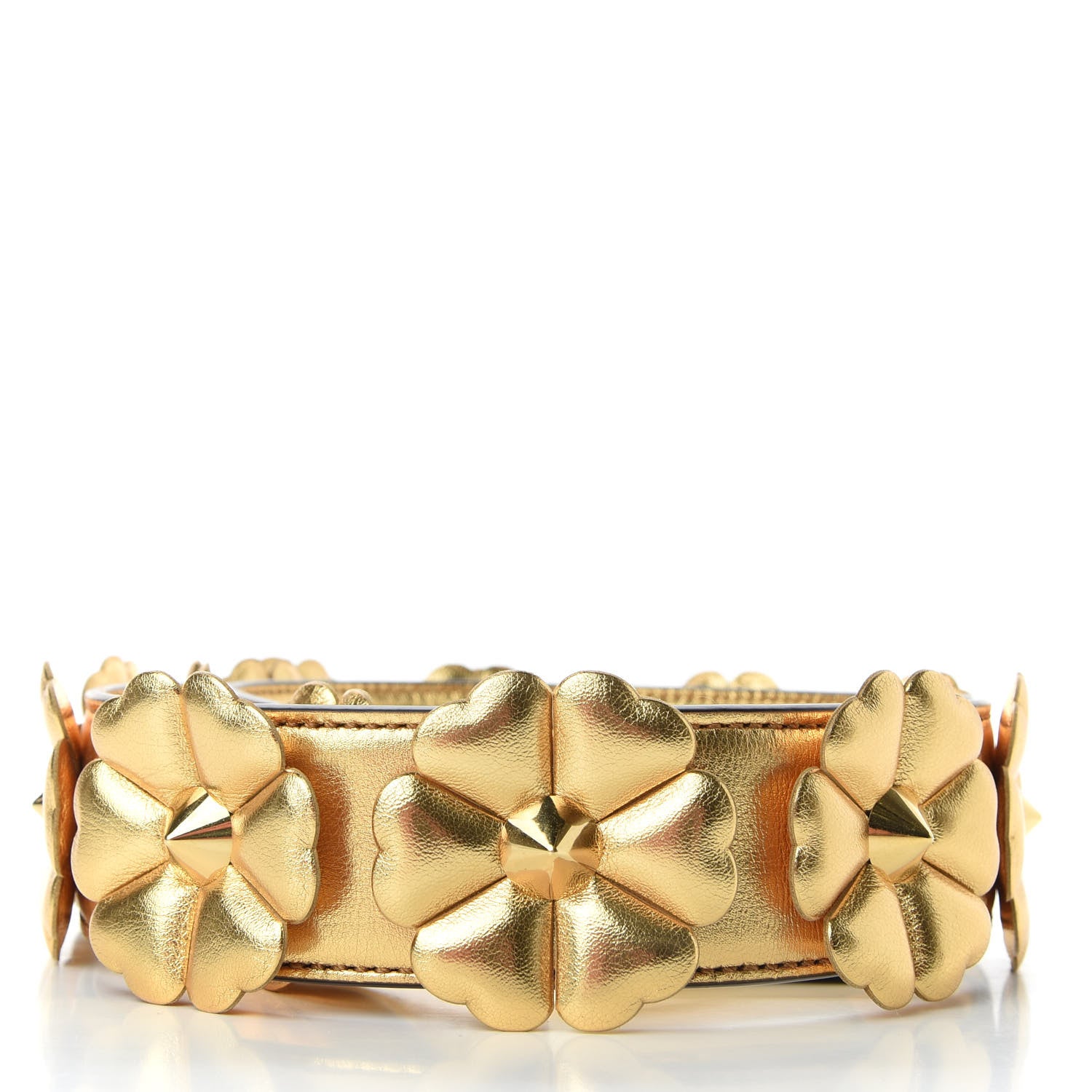 Fendi Vitello Catalan Mirror Flowerland Studded Strap You Gold 2 of 4