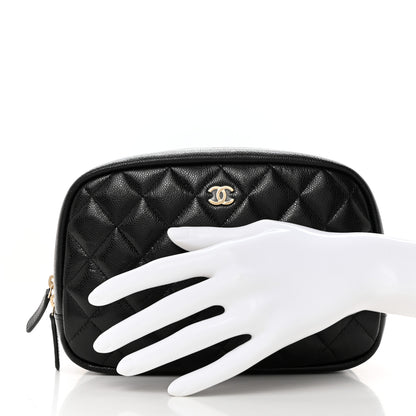 Chanel Caviar Quilted Medium Curvy Pouch Cosmetic Case Black 2 of 8